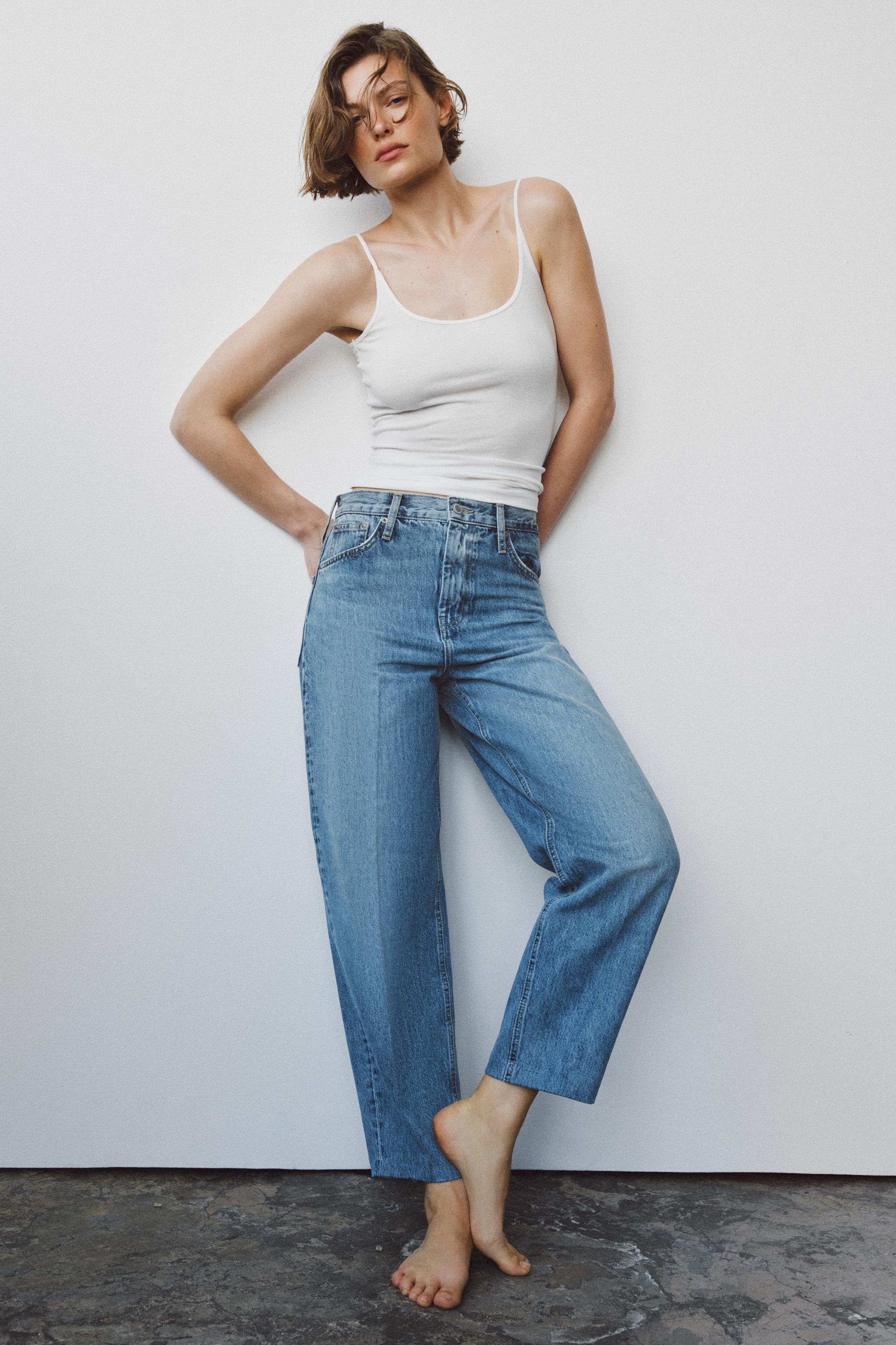 ZW COLLECTION HIGH WAIST STRIPED TAPERED JEANS